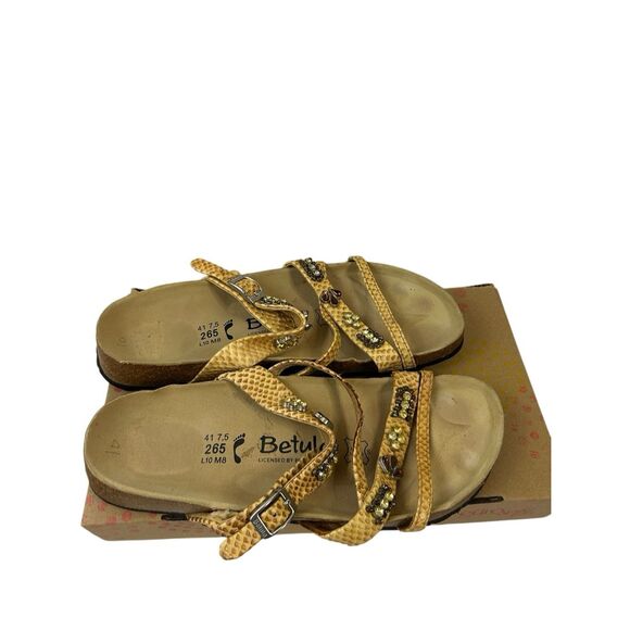 Betula Birkenstocks size 10 Beige Jeweled Snack Print Sandals - Picture 1 of 7